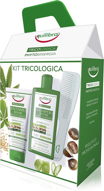 Equilibra Trattamento Capelli Ristrutturante Tricologica Shampoo Balsamo Pettine