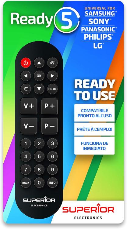 Superior Telecomando Ready 5 Universale Tv (Samsung Lg Panasonic Sony Philips)