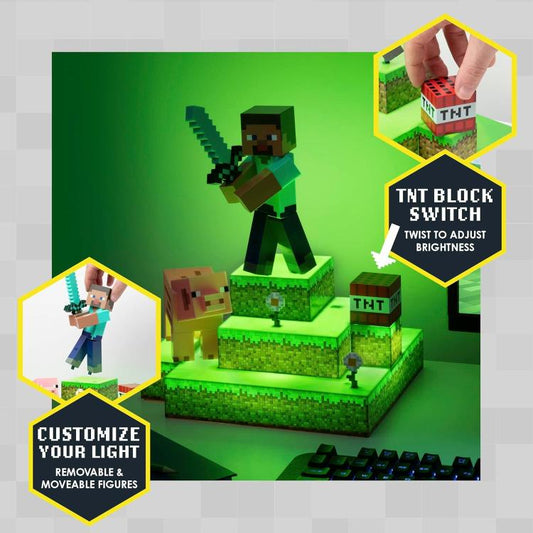 Paladone Lampada Minecraft Figura Steve Diorama Light 30Cm Luce Led Da Notte 3D