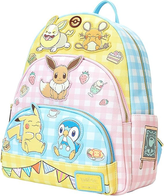 Funko Loungefly Zaino Pokémon Cafe Triple Pocket Backpack Borsa Pikachu Eevee
