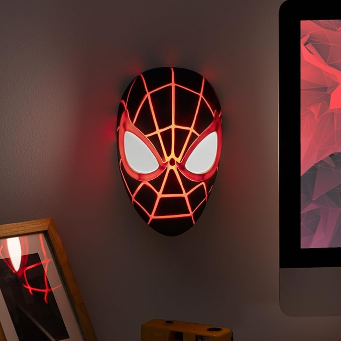 Paladone Marvel Spider-Man Miles Morales Mask Light Lampada Da Tavolo Applique A Parete