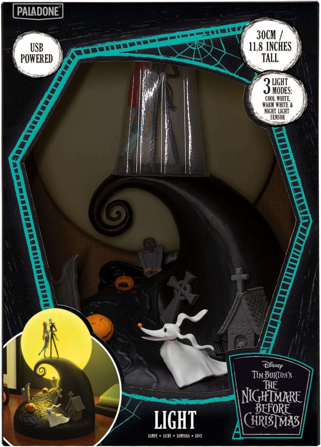 Paladone The Nightmare Before Christmas Jack & Sally Lampada Diorama 30cm - Luce Calda e Fredda
