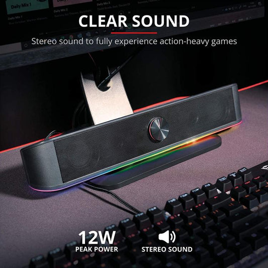 Trust Soundbar Per Pc Tv Con Led Rgb Thorne Usb/3.5Mm 12Watt Cassa Gaming |24007