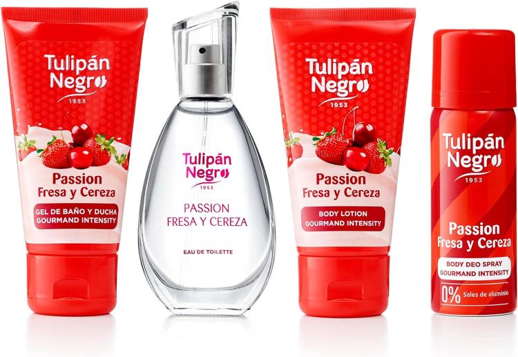 Tulipan Negro Sweet Fragola Confezione 4Pz Profumo Bagnoschiuma Deo Crema Corpo