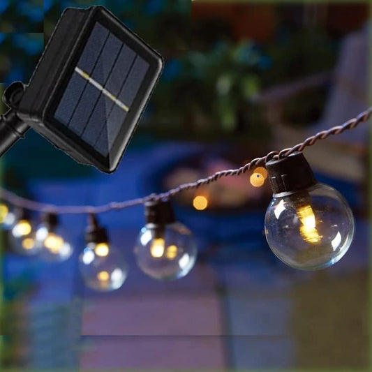 CATENARIA SOLARE LUMINOSA 20 LAMPADINE CATENA 5,8MT LUCI ESTERNO ADDOBBI NATALE