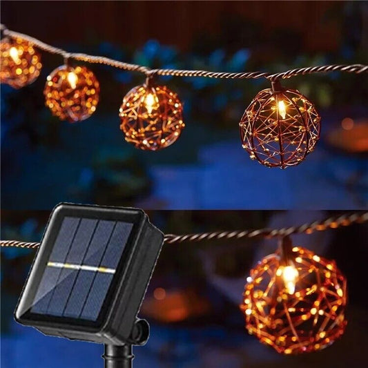 CATENARIA SOLARE LUMINOSA 10 LAMPADINE CATENA 3,8MT LUCI ESTERNO ADDOBBI NATALE