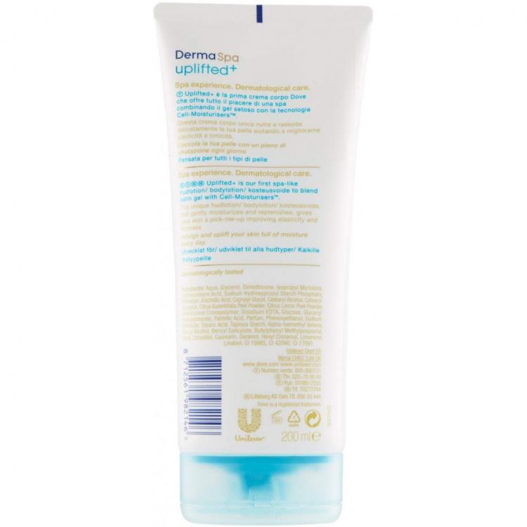 CREMA CORPO DOVE DERMA SPA UPLIFTED 200ml RASSODANTE IDRATANTE GEL LIFTING