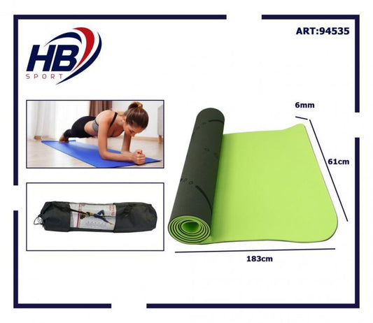 Tappetino Pilates Tappeto Yoga Materassino Fitness Gomma Tpe 6mm Bicolore Verde