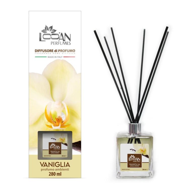 Looan Profumatore Ambiente Con Bastoncini 280Ml Diffusore Profumo Casa Vaniglia