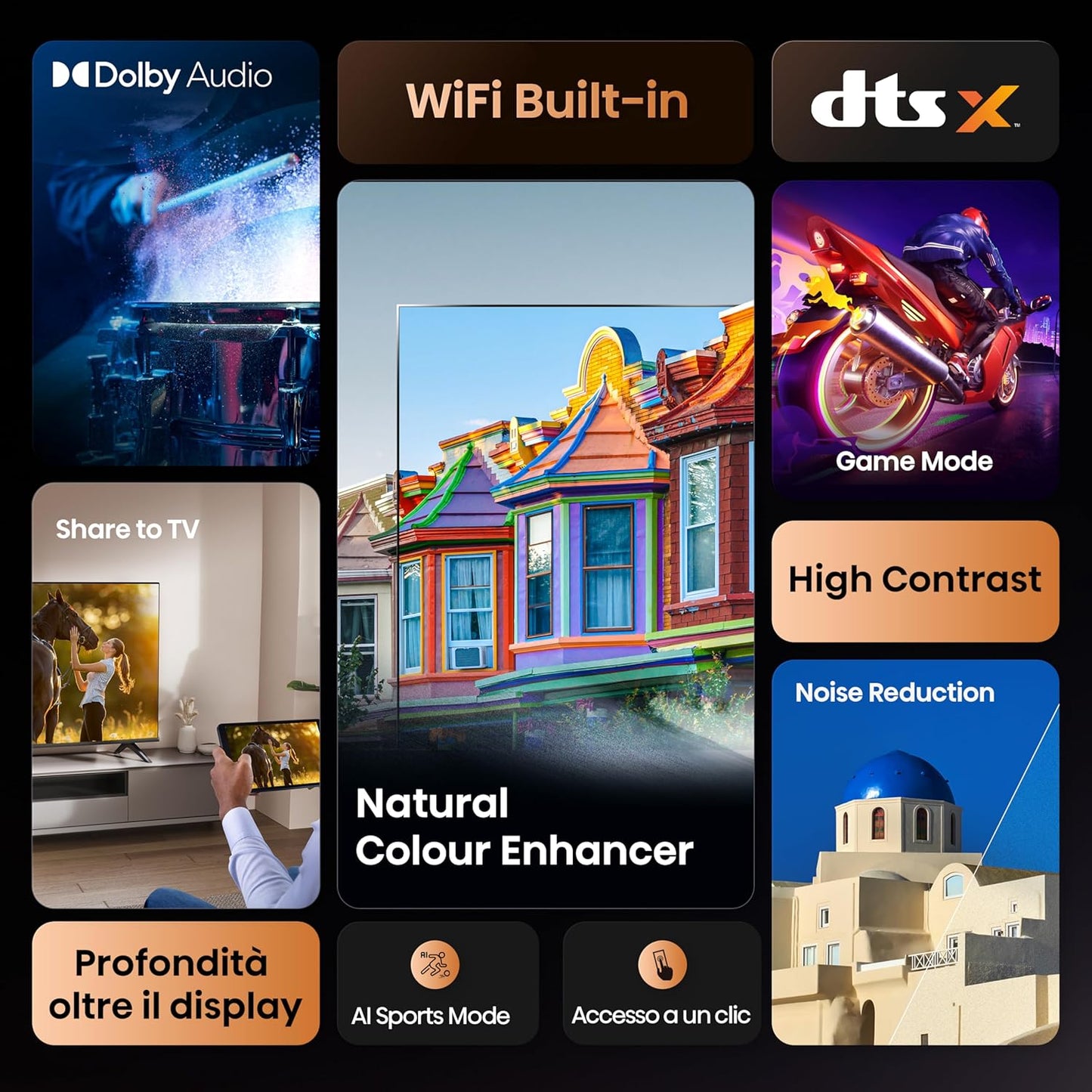 Hisense Smart TV 32" 2025 32E43QT HDR VIDAA U8 Airplay2 Game Mode Alexa