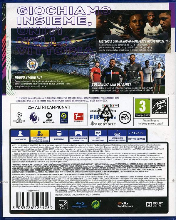 Fifa 21 Standard Edition Ps4 Italiano Gioco Playstation 4 Videogioco 2021 Ps5