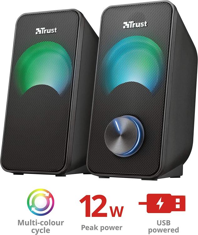 Trust Speaker Arys Rgb 2.0 Casse Pc Audio Set Altoparlanti Stereo Desktop Usb 6W