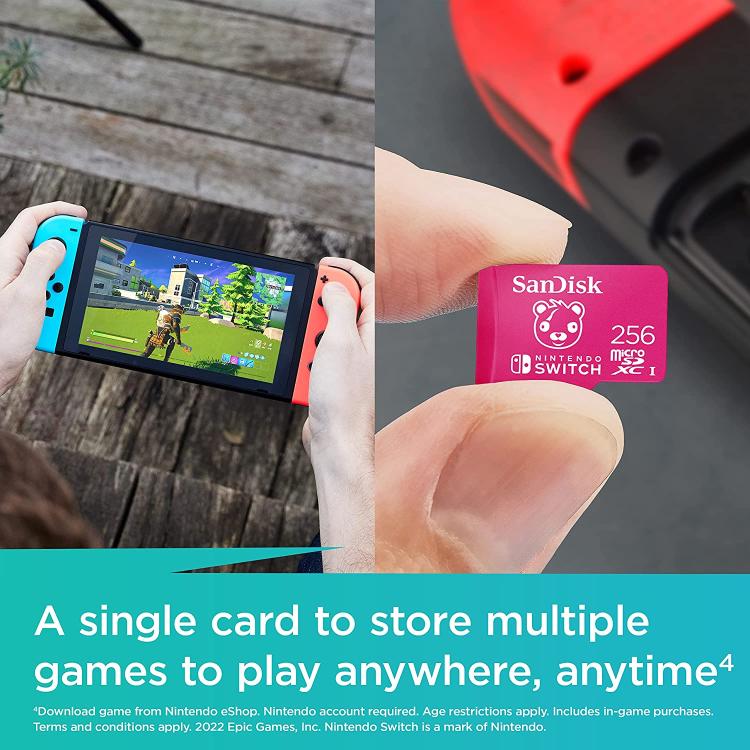 Nintendo Switch Sandisk Microsdxc 256Gb Memoria Micro Sd Scheda Fortnite Cuddle
