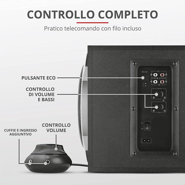 Trust Tytan Set Altoparlanti 2.1 Casse Subwoofer Pc Tv Smartphone Gaming 120W