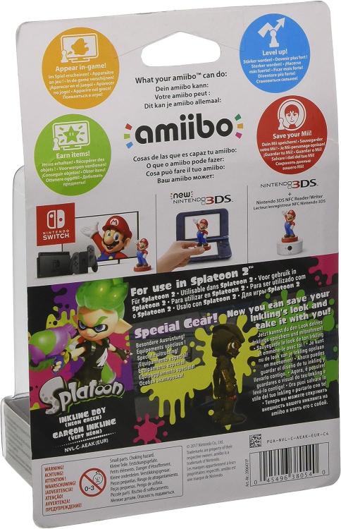 AMIIBO SPLATOON 2 INKLING BOY NINTENDO SWITCH STATUA LIMITED RAGAZZO VERDE NEON