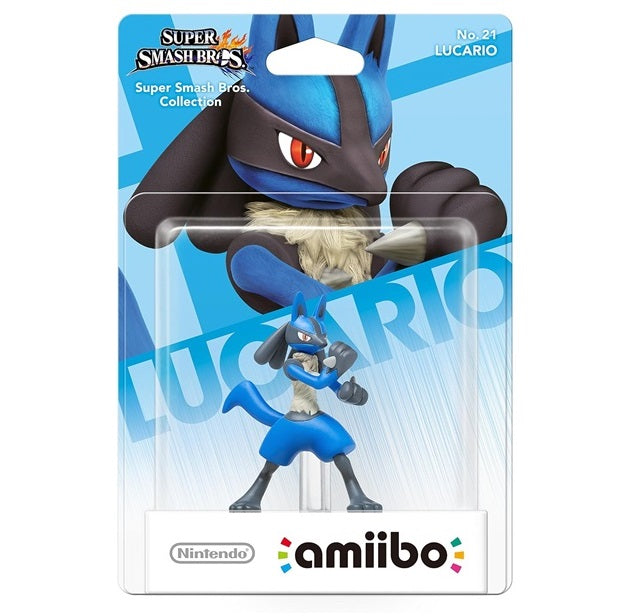 AMIIBO NINTENDO SUPER SMASH BROS COLLECTION - LUCARIO N. 21 FIGURE POKEMON NUOVO
