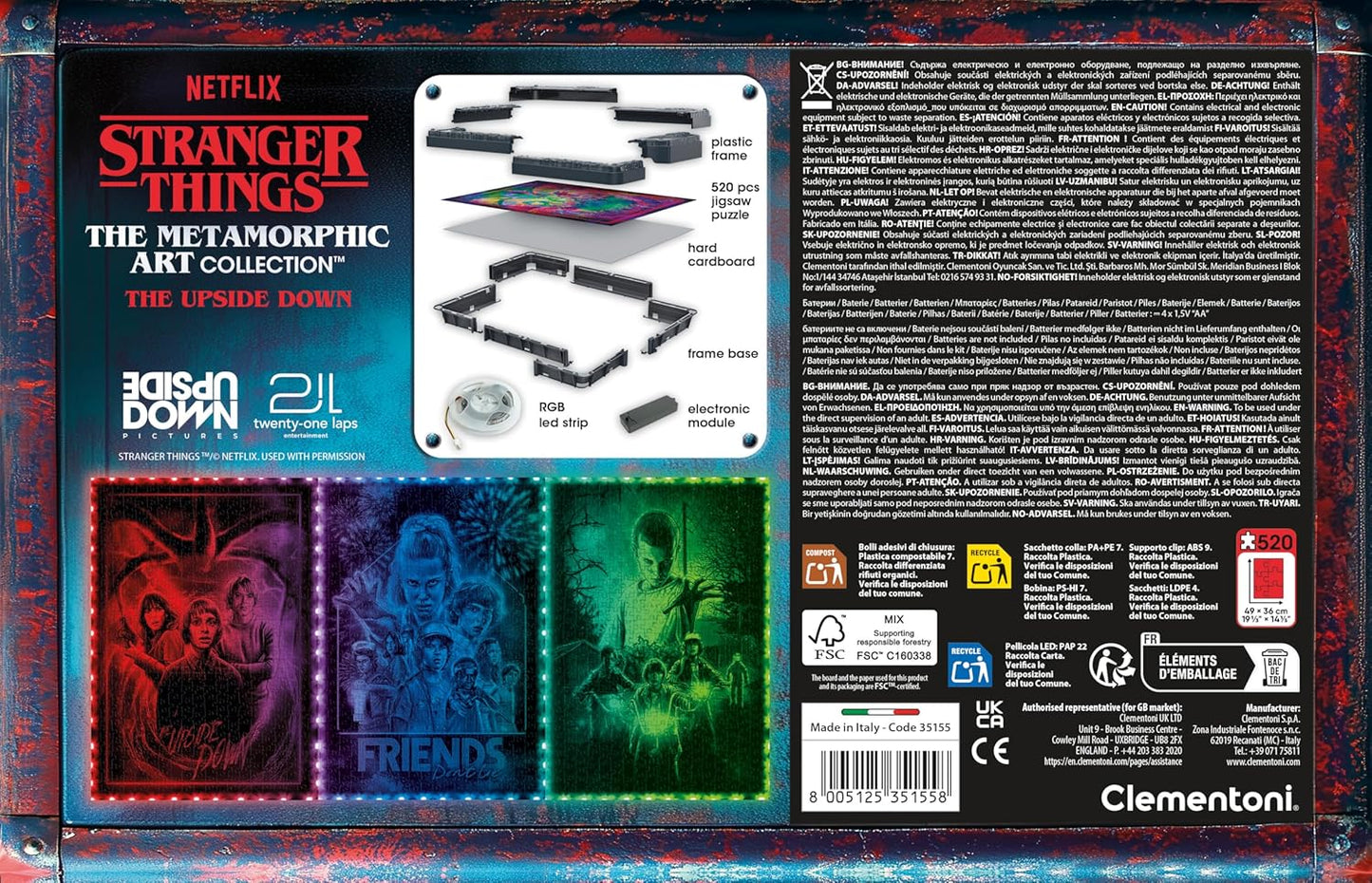 Clementoni Puzzle 520pz Stranger Things Metamorphic The Upside Down Led - (PZL0390)