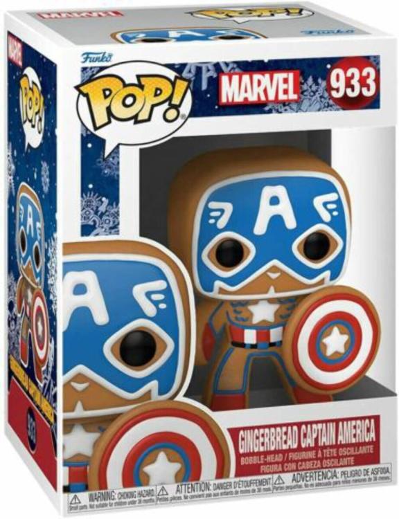 Funko Pop ! Marvel Holiday (933) Gingerbread Captain America Vinyl Figure 9Cm