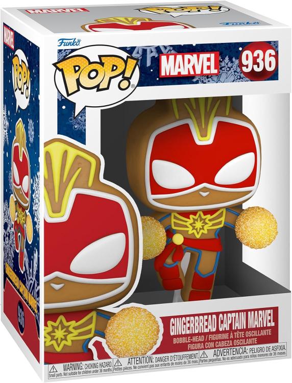 Funko Pop ! Marvel Holiday (936) Gingerbread Captain Marvel Vinyl Figure 9Cm