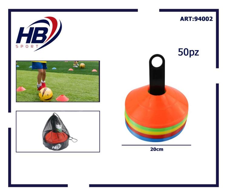 Set 50 Conetti Cinesini Dischi Coni Delimitatori Spazio Allenamento Calcio Sport