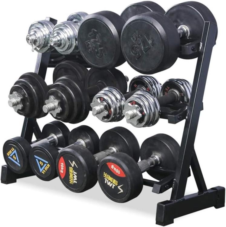 Hb Rastrelliera 3 Livelli Supporto Rack Porta Manubri Pesi Palestra Espositore
