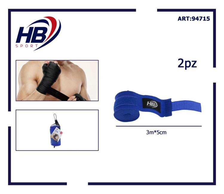 COPPIA FASCE DA BOXE BENDE SOTTOGUANTI BENDAGGIO KICK BOXING MMA PUGILATO BLU
