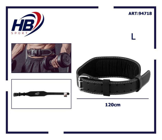 CINTURA SOLLEVAMENTO PESI CUOIO NERA ALLENAMENTO BODYBUILDING FASCIA LOMBARE | L