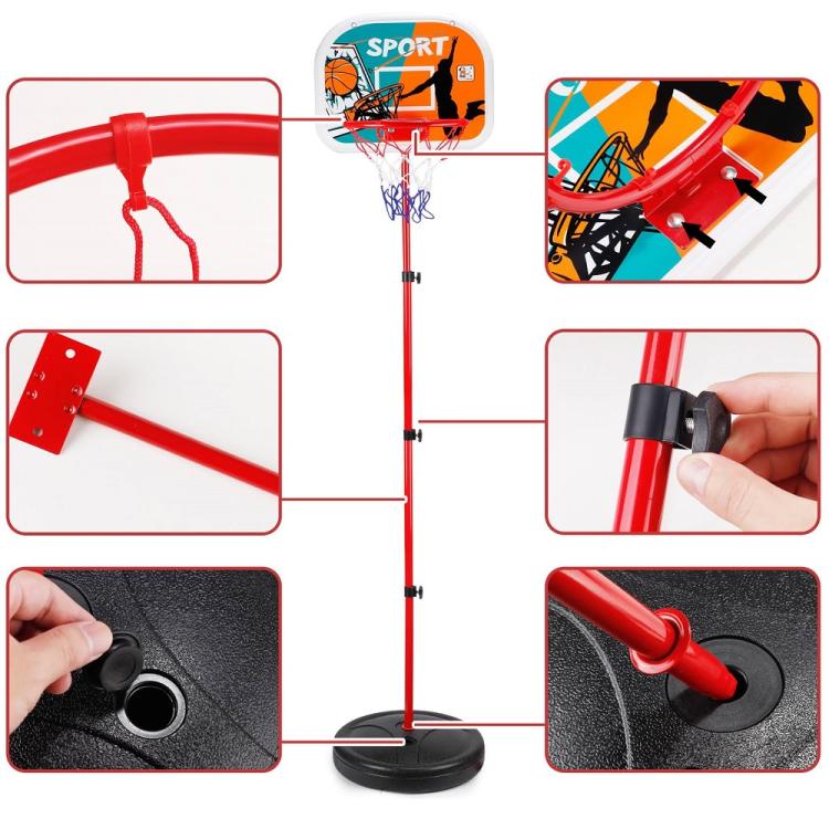 Set Canestro Basket Cerchio Rete + Palla Con Base Tabellone Gioco Bambini |165Cm