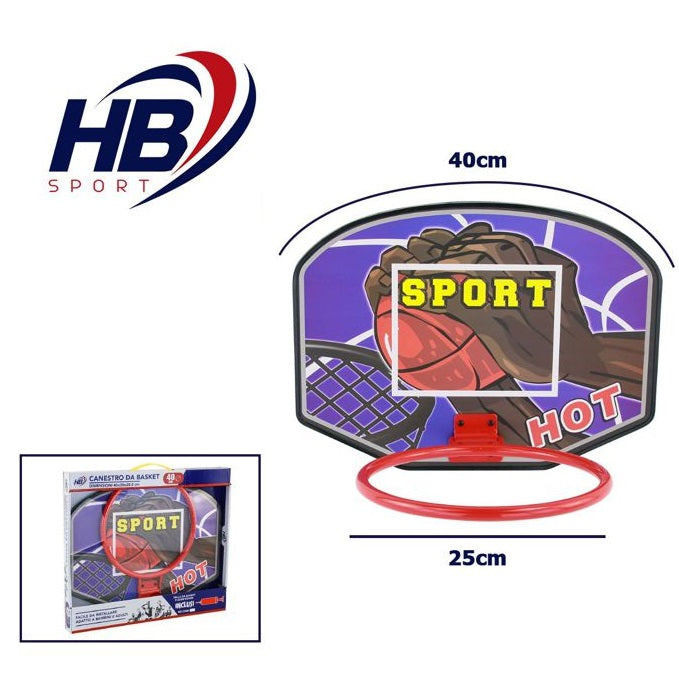 Hb Set Canestro Basket Rete + Palla Bambini Adulti Ufficio A Parete Porta Ø 40Cm