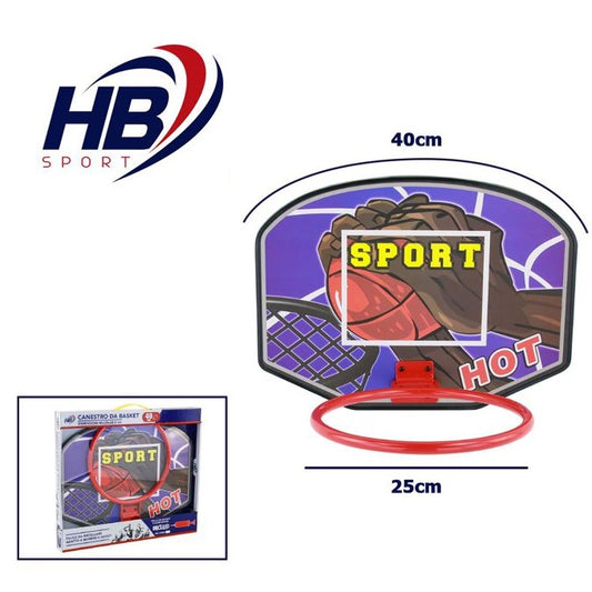Hb Set Canestro Basket Rete + Palla Bambini Adulti Ufficio A Parete Porta Ø 40Cm