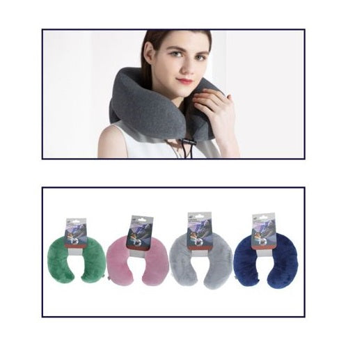 Cuscino Da Viaggio Collo Cervicale In Tessuto Memory Foam Relax Auto Treno Aereo 94971