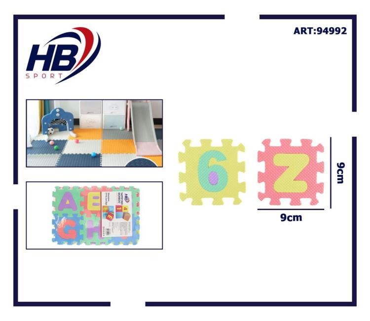 Tappeto Puzzle Bambini 36Pz Gioco Tappetino Morbido Numer Lettere Alfabeto Gomma