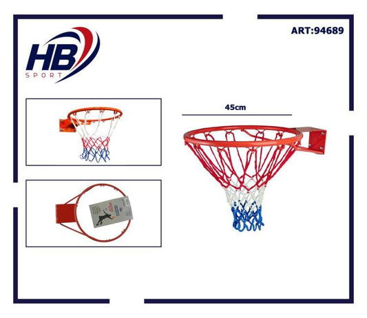 Canestro Basket Regolamentare 46cm/18" Palla a Canestro con Rete e Kit Montaggio