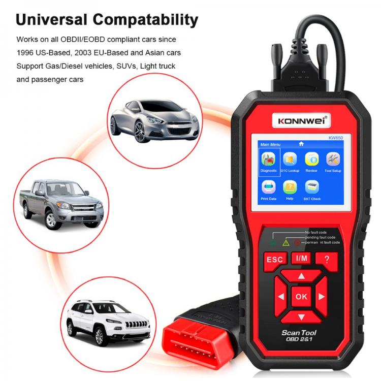 Tester Obd 2 Ii Scanner Konnwei Kw850 Lettore Codice Diagnostica Centralina Auto