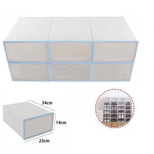 Organizer Porta Scarpe 6 Scomparti Box Contenitore Scarpiera Salvaspazio Blu