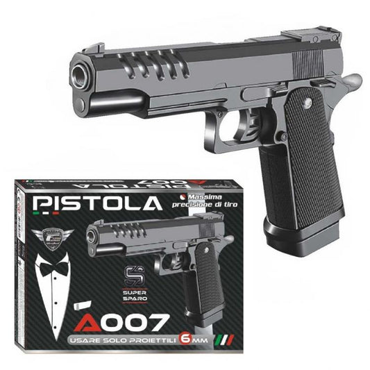 Pistola Giocattolo Spara Pallini 6Mm Air Soft Replica Con Piombini Plastica A007