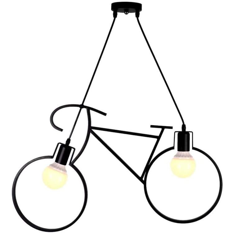 Lampadario A Sospensione A Forma Di Bicicletta In Metallo Nero 2 Attacchi E27