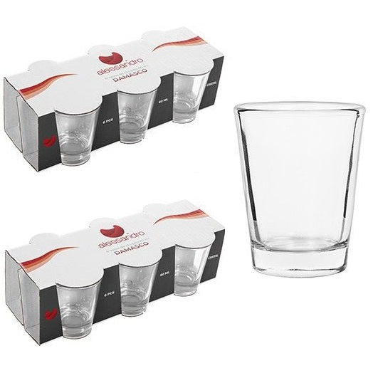 DAMASCO 12 BICCHIERI TAZZINE PER CAFFÈ ESPRESSO VETRO TRASPARENTE SHOT CICCHETTI