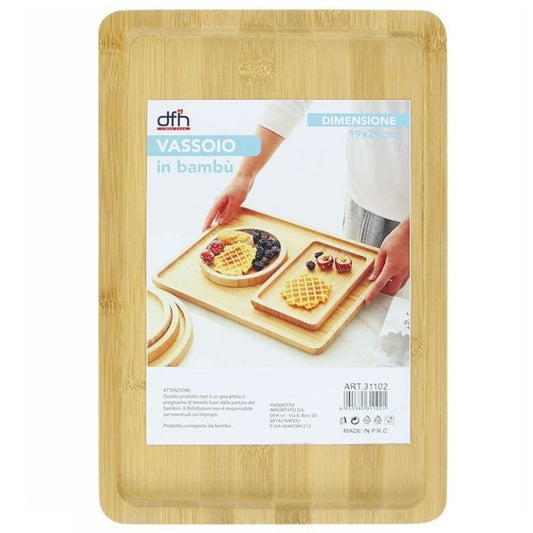 Vassoio Da Portata In Legno Bambù Per Colazione A Letto Caffe Tagliere 29X40Cm