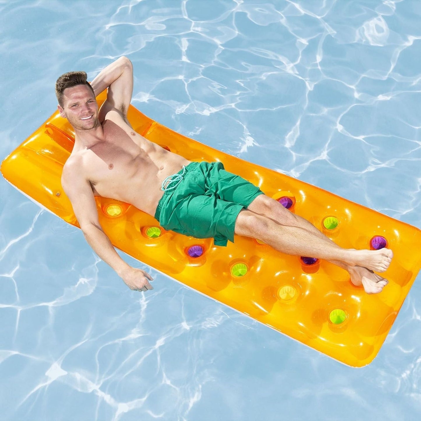Bestway Materassino Colorato Gonfiabile Lettino Singolo Mare Piscina 188cm Buchi