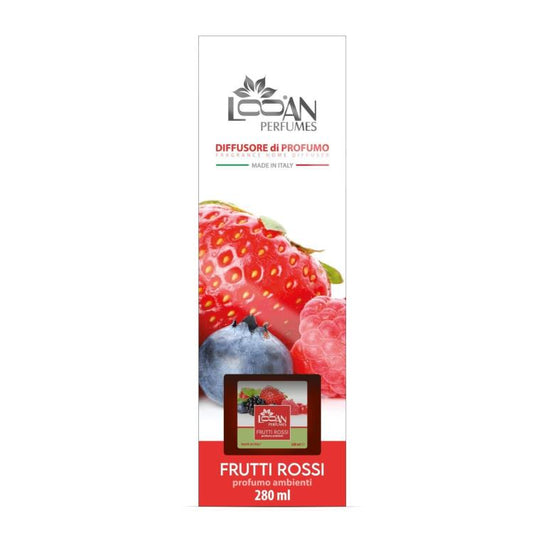 Looan Profumatore Ambiente Bastoncini 280Ml Diffusore Profumo Casa Frutti Rossi