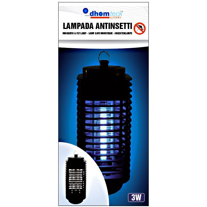 Zanzariera Elettrica Anti Zanzare E Mosche Lampada Uv Led Viola 3W Con Gancio
