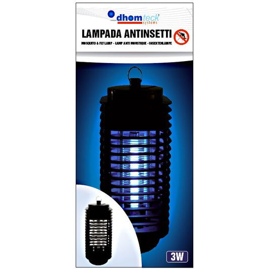 Zanzariera Elettrica Anti Zanzare E Mosche Lampada Uv Led Viola 3W Con Gancio