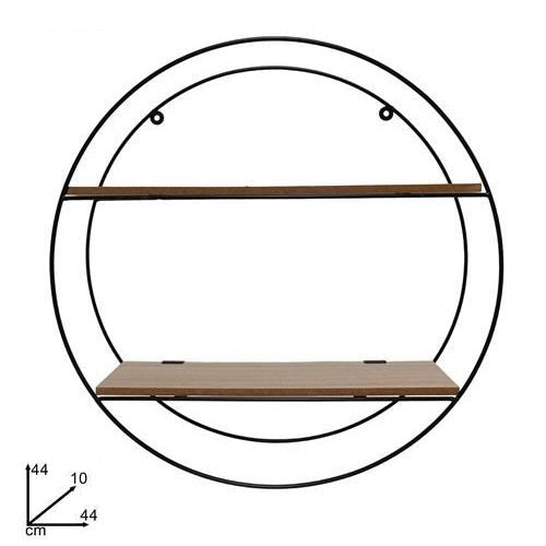 Scaffale Mensola Da Parete Rotonda In Metallo Ripiani In Legno Bacheca Libreria