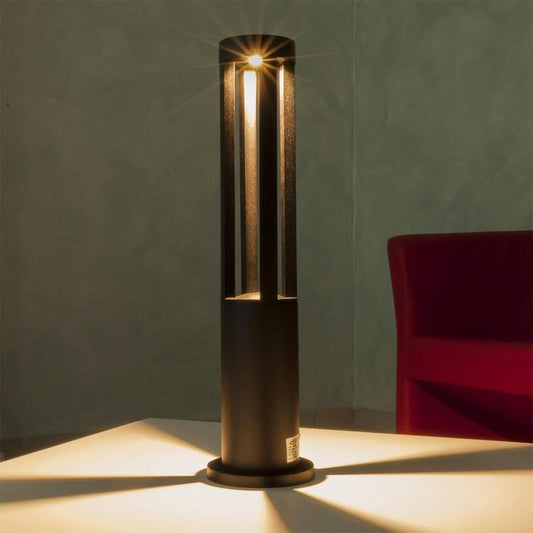 Lampione Giardino Lampada 12W Led Per Esterno Nero Lampioncino Luce Calda Es28