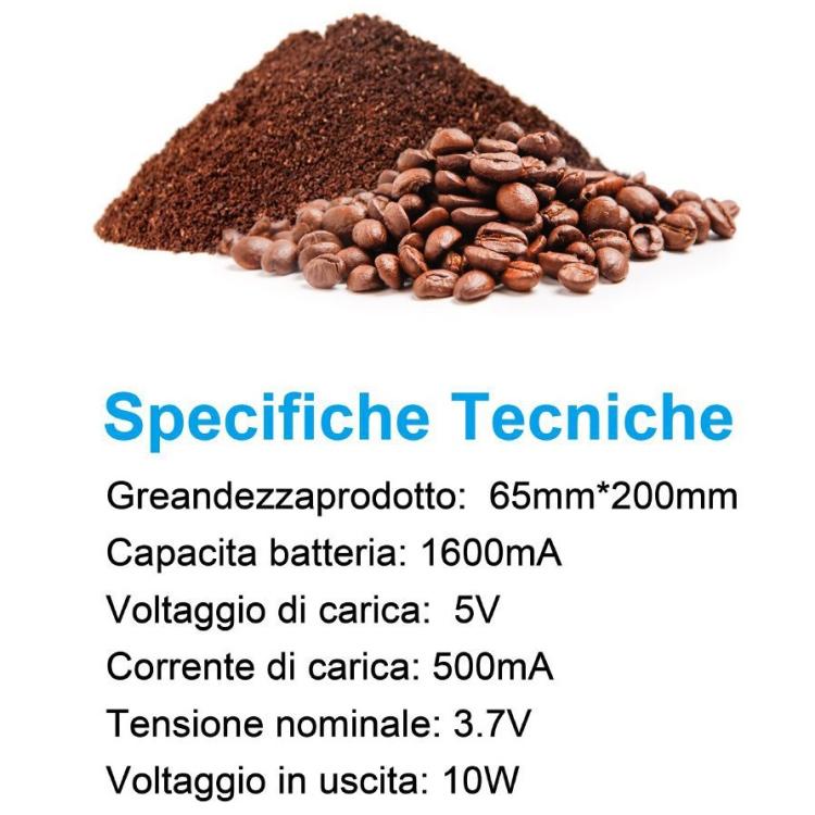Macina Caffè Portatile Spezie Pepe Noci Elettrico Ricaricabile 10W Acciaio