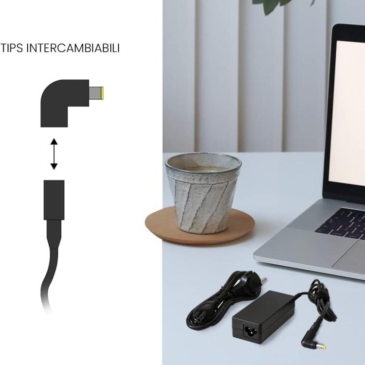 Techmade Alimentatore Universale Notebook 65W 65 Watt 8 Tips Laptop Computer Pc