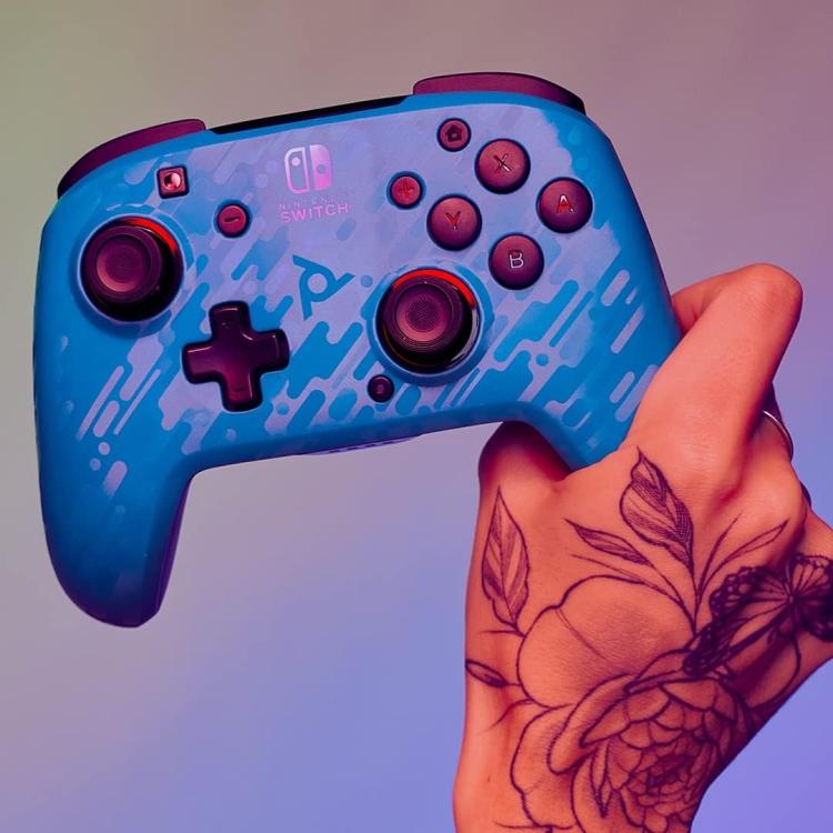 Pdp Controller Wired Nintendo Switch Con Cavo Cablato Faceoff Deluxe+ Audio Blue