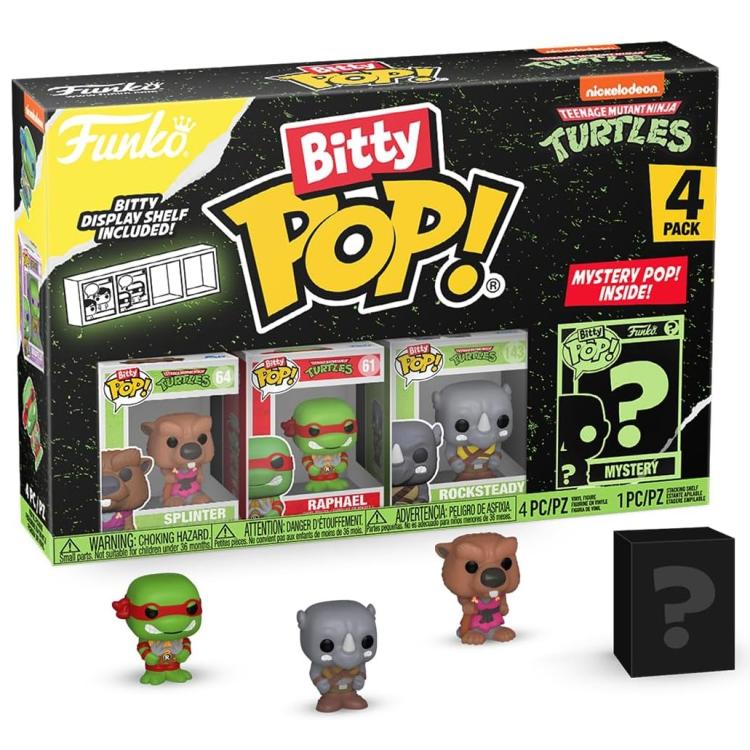 Funko Bitty Pop! Tmnt Tartarughe Ninja Turtles 4 Pack Splinter/Raphael/Rockst.