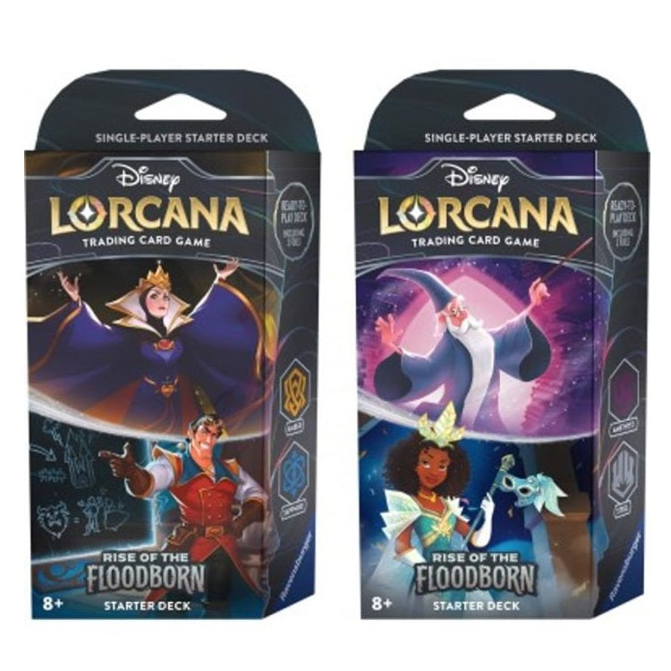 Disney Lorcana "Rise Of The Floodborne" Starter Deck Amethyst/Steel Card Tcg Eng